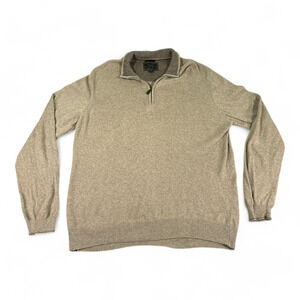 JoS A Bank Reserve Sweater Adult 2XL XXL Brown Wool Cashmere Italy Quarter Zip